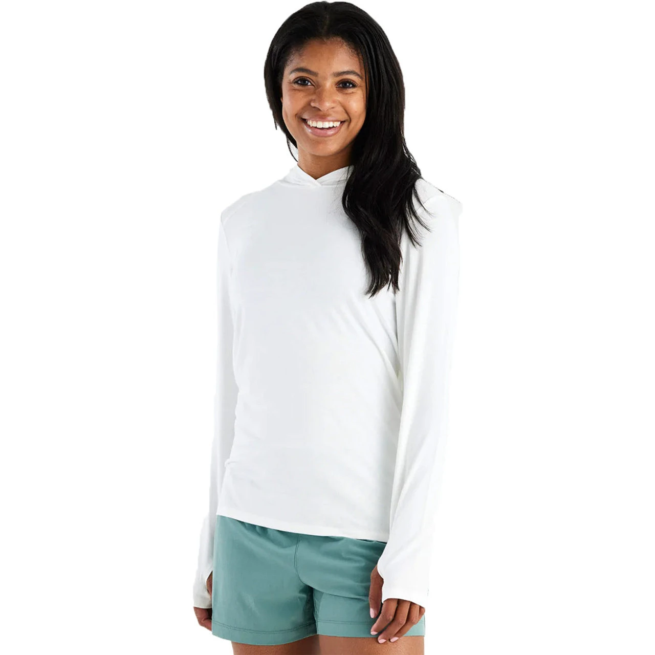 Free Fly Women's Bamboo Shade Hoodie II - Bright White 1 Free Fly Women's Bamboo Shade Hoodie II - Bright White