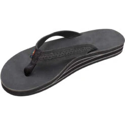 Rainbow Willow Ladies Double Layer Premier Leather Sandal With Arch Support - Black